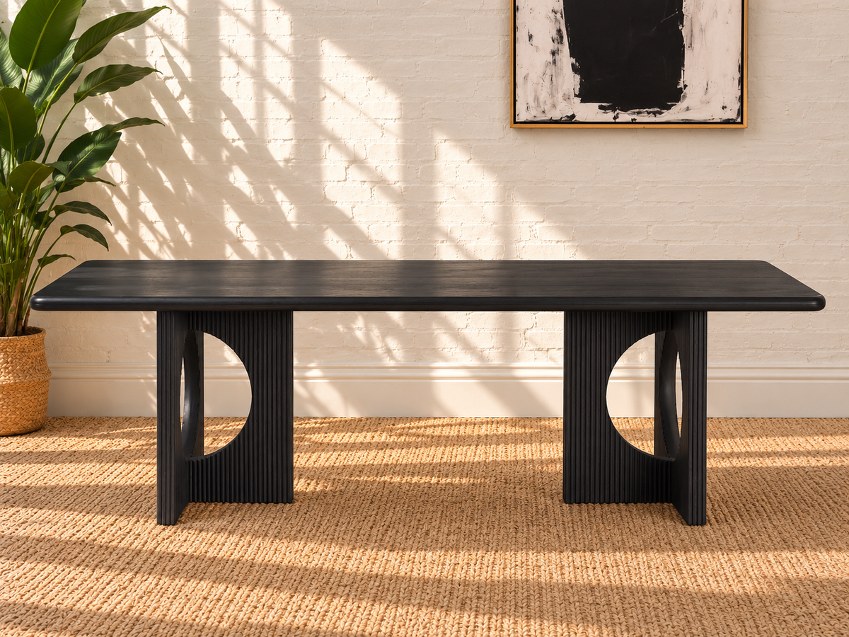 Sylvia Fluted Base Dining Table in Charcoal