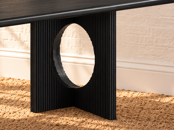 Sylvia Fluted Base Dining Table in Charcoal
