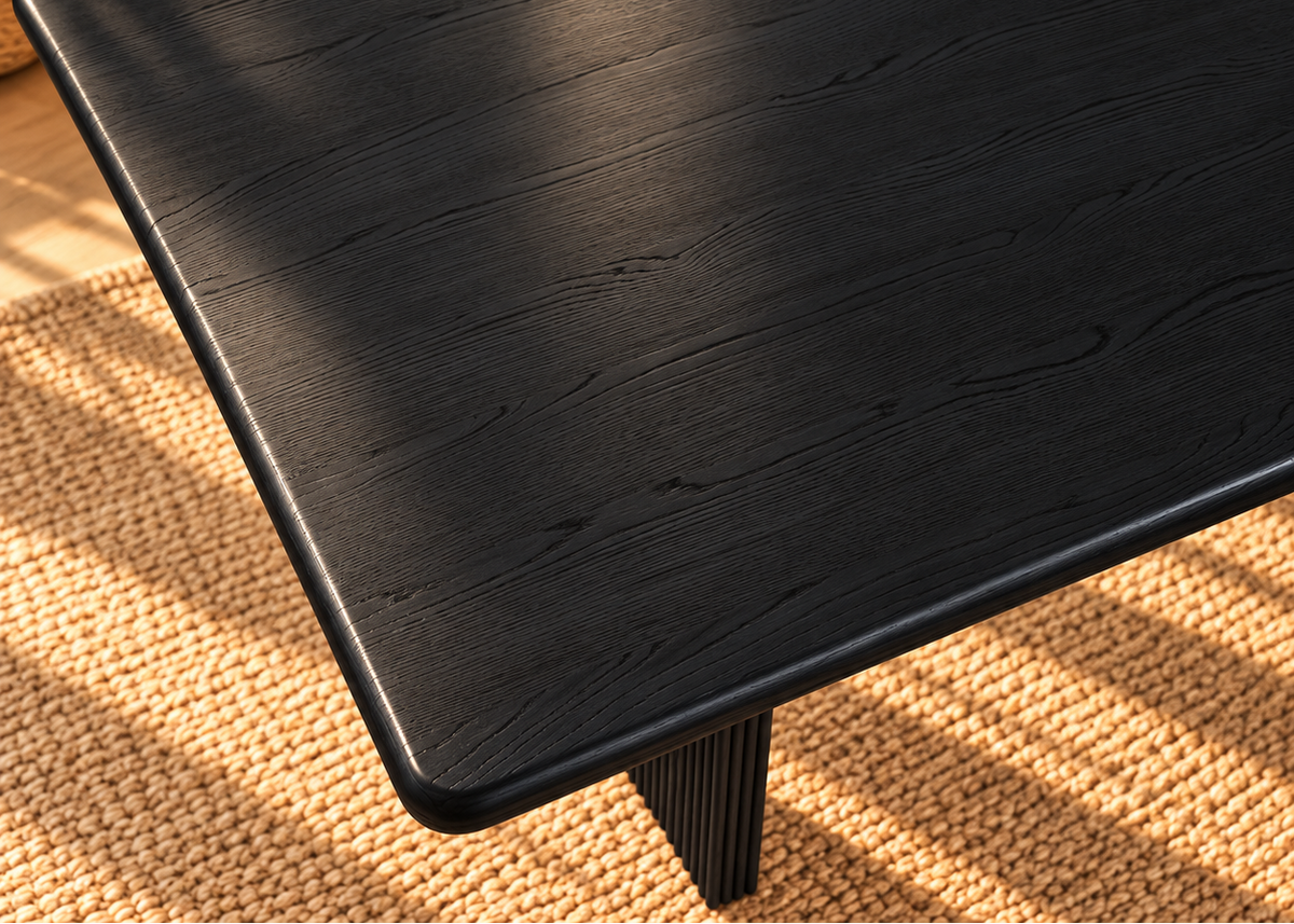 Sylvia Fluted Base Dining Table in Charcoal