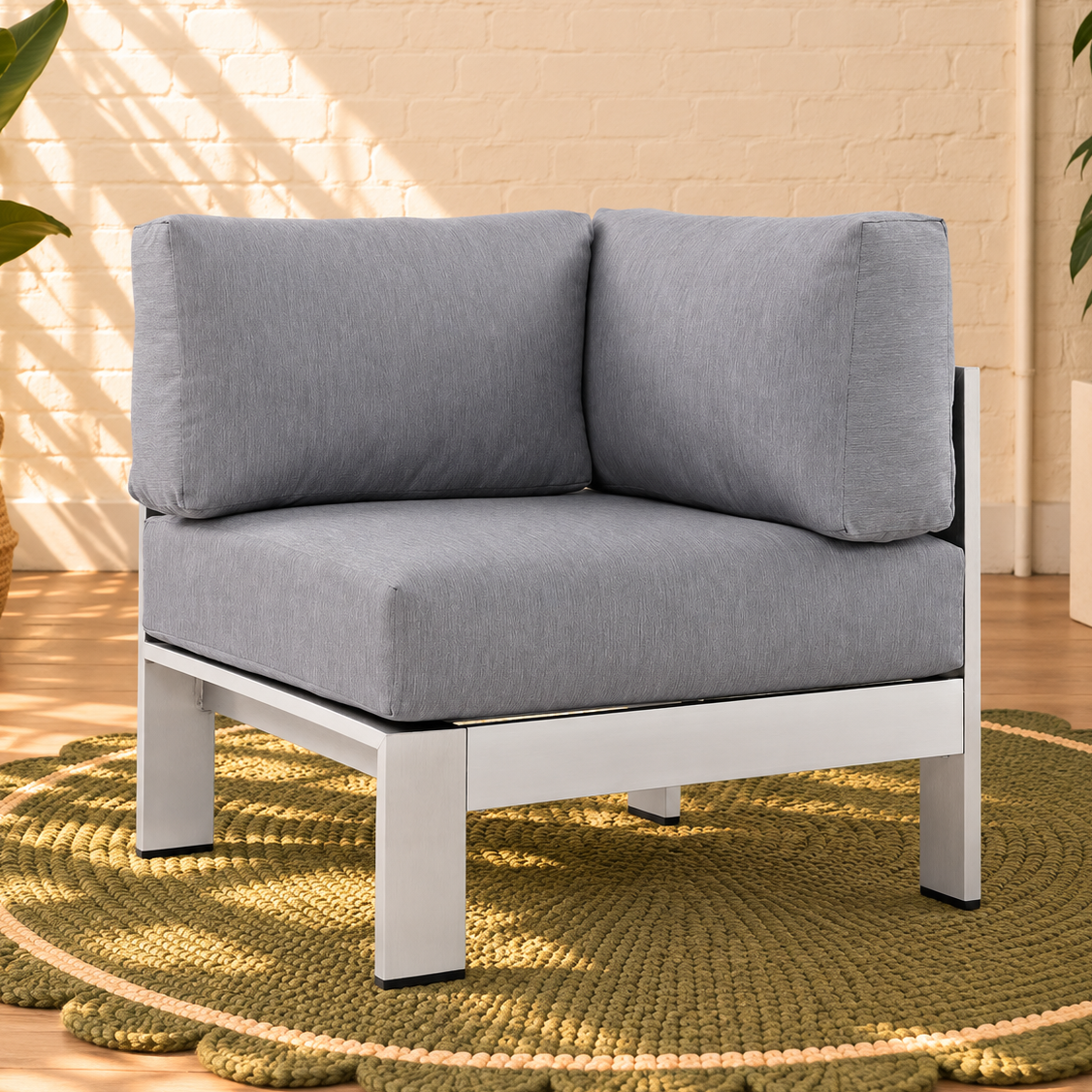 Sylvie Low Profile Outdoor Sectional Set in Silver Mist