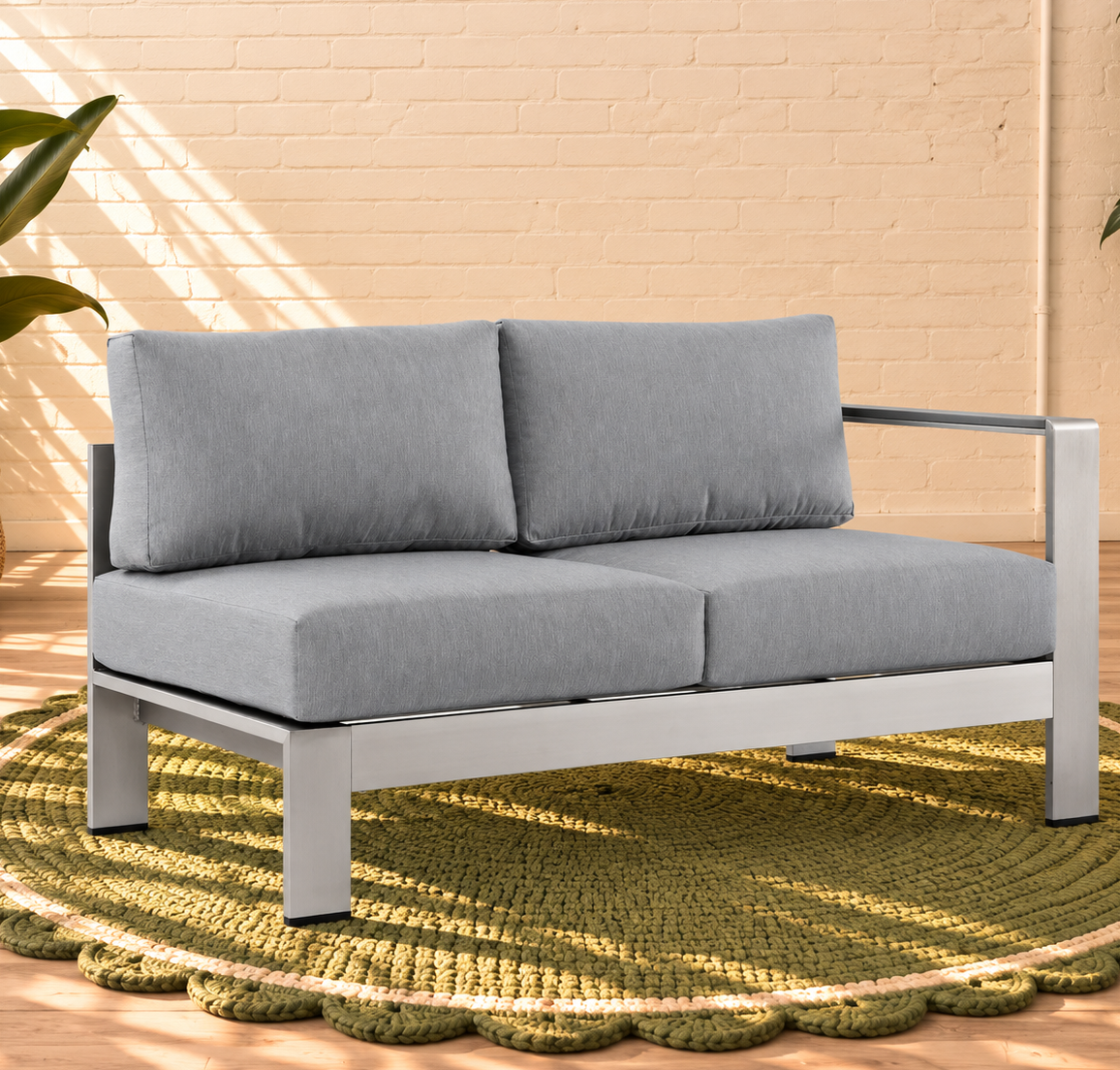 Sylvie Low Profile Outdoor Sectional Set in Silver Mist