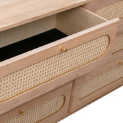 Carmen 63" Natural Ash and Cane 6-Drawer Dresser