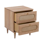 Carmen 19" Natural Ash and Cane 2-Drawer Nightstand