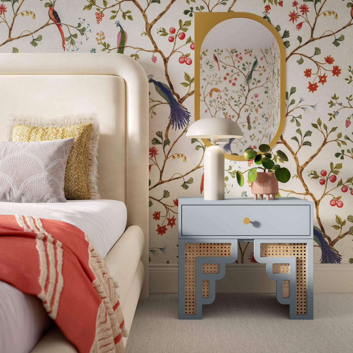 Suzie 26" Rattan Nightstand With Drawer