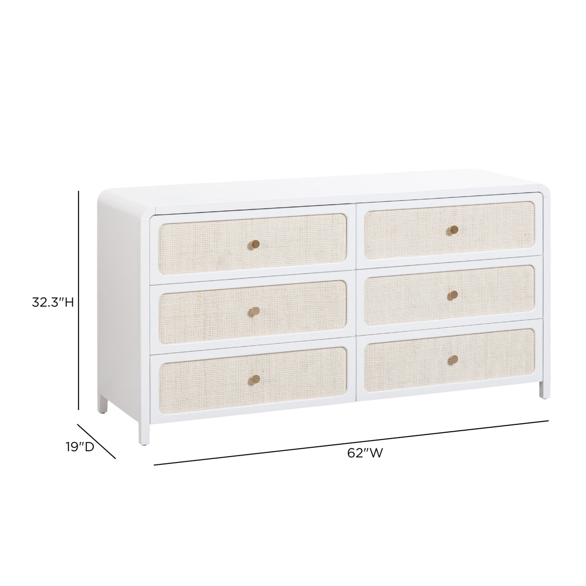 Patty 62" Rattan 6 Drawer Dresser