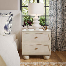Grappa 22" Wood & Raffia Wavy 2-Drawer Nightstand
