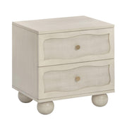 Grappa 22" Wood & Raffia Wavy 2-Drawer Nightstand