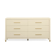 Dani 62" Cream Faux Shagreen 6-Drawer Dresser