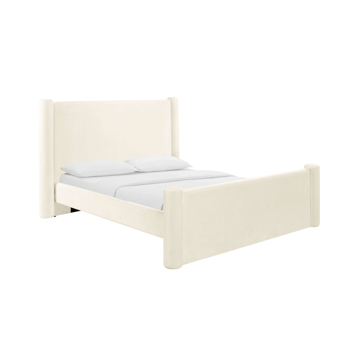 Athara Cream Velvet Bed