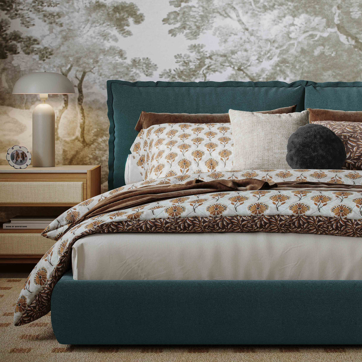 Mel Performance Faux Mohair Velvet Bed