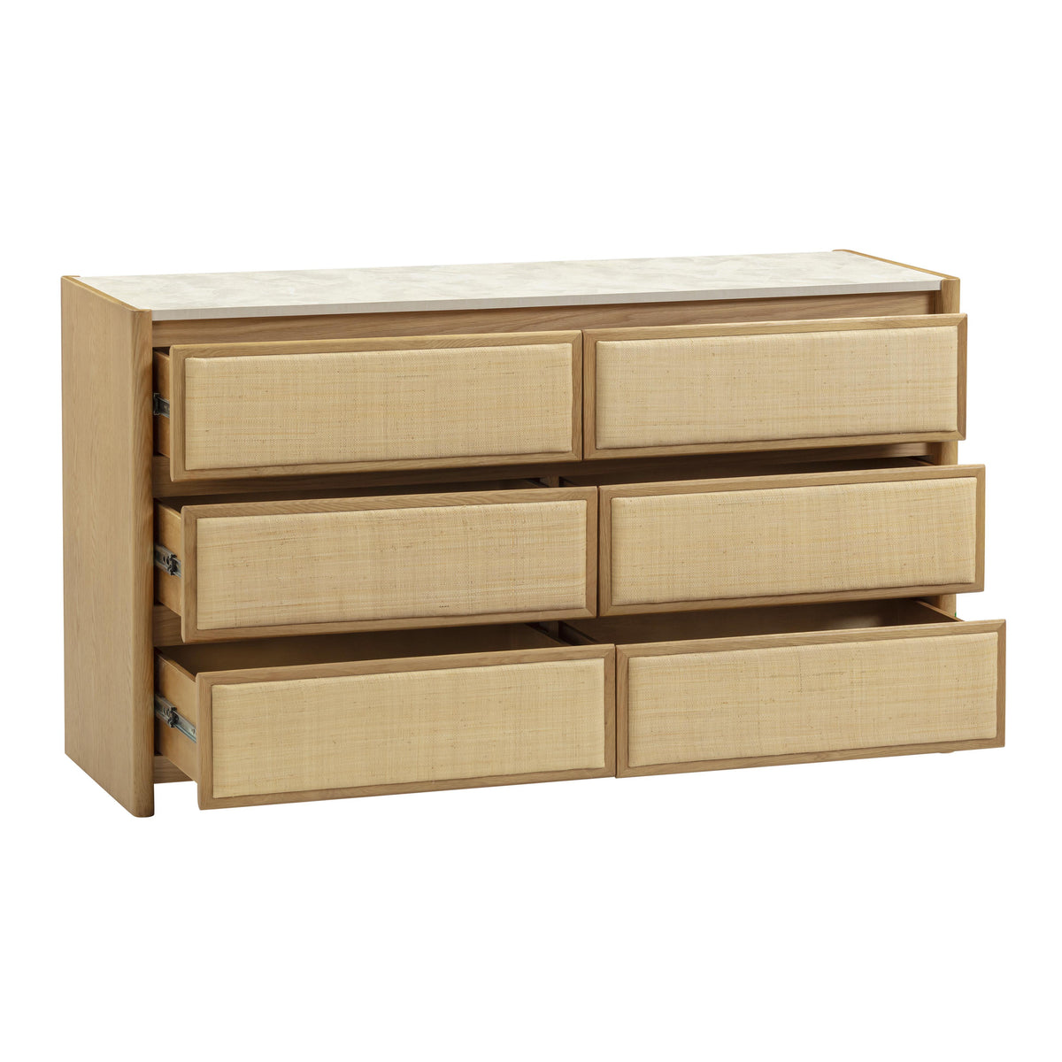 Paige 56" Natural Oak 6-Drawer Dresser