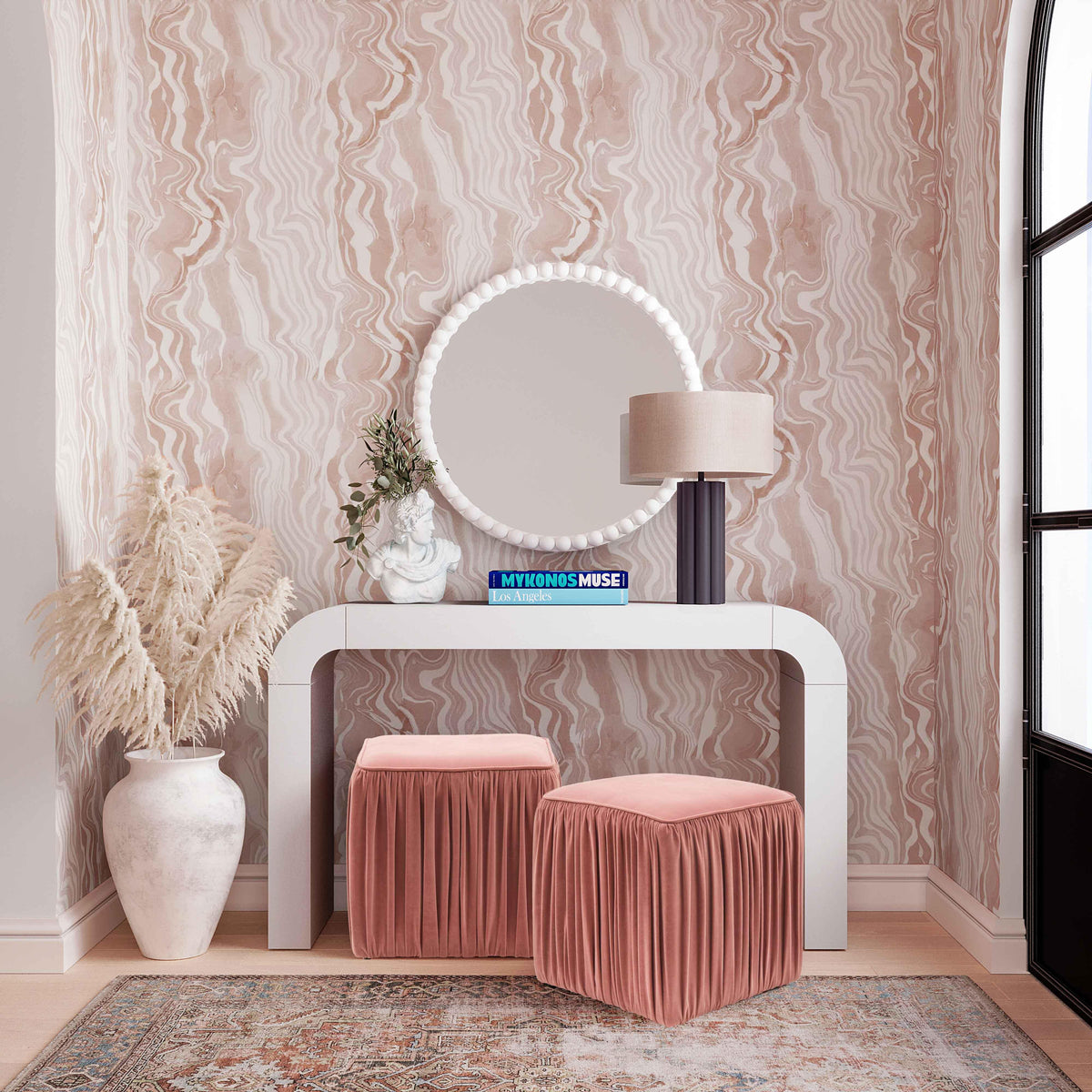 Baria 30" Wooden Round Wall Mirror