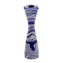 Serene Blue & White Swirl Resin Candlestick