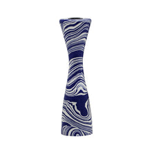 Serene Blue & White Swirl Resin Candlestick