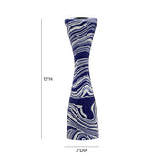Serene Blue & White Swirl Resin Candlestick