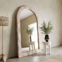 Kaia 48"X79" Cream Lightweight Faux Stone Floor Mirror