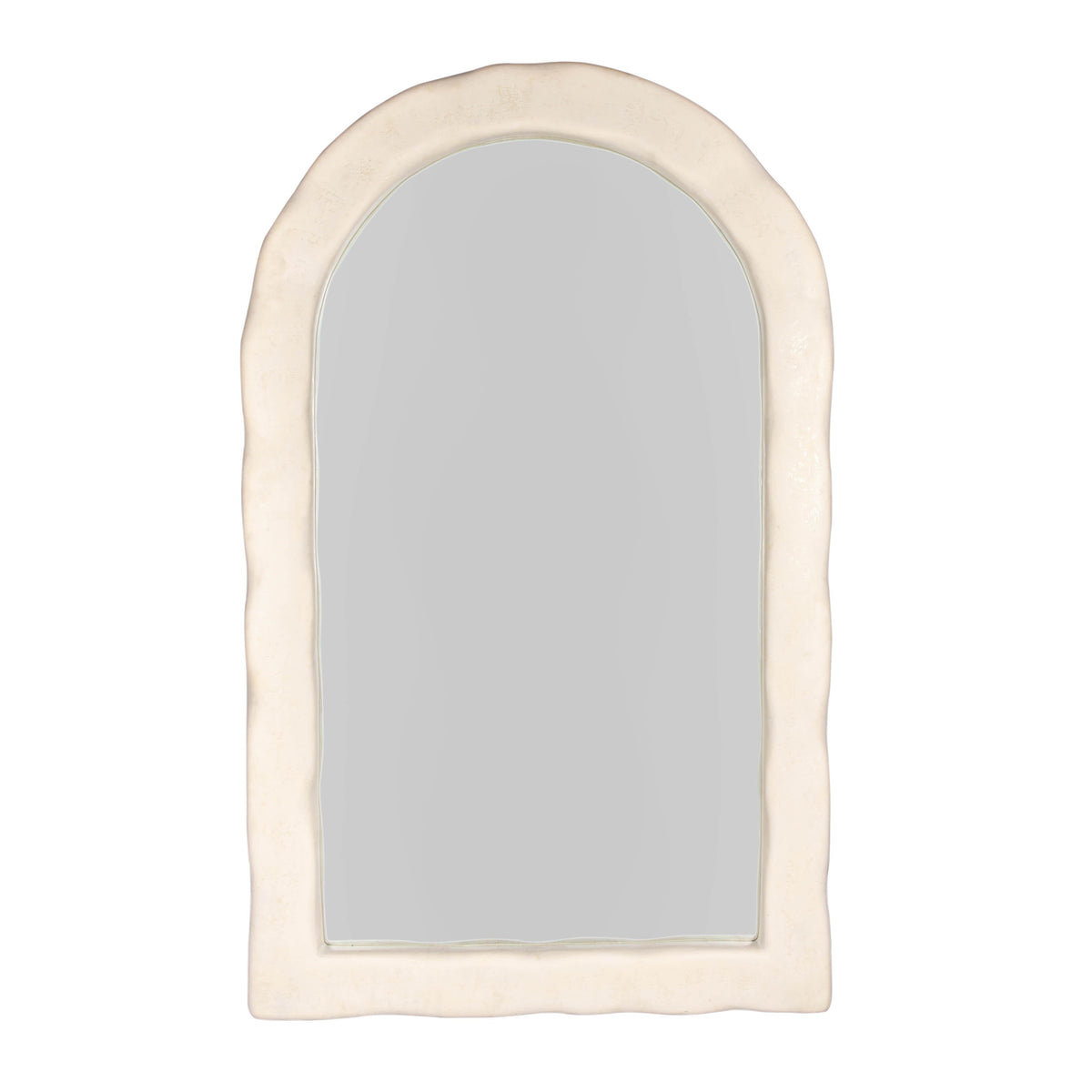 Kaia 48"X79" Cream Lightweight Faux Stone Floor Mirror