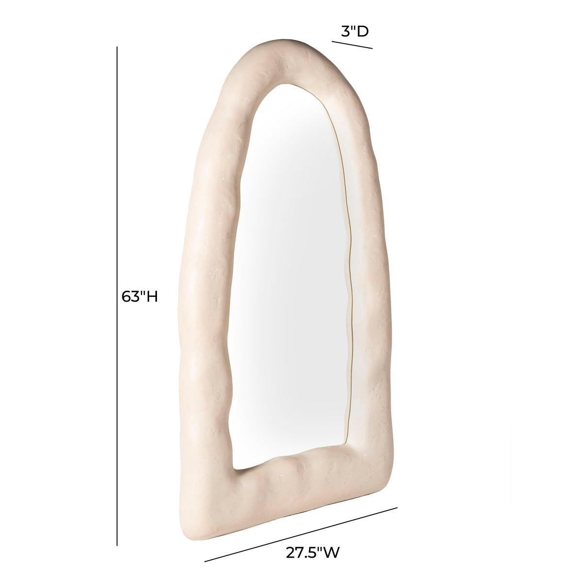 Kaia 32"X64" Cream Lightweight Faux Stone Small Floor Mirror