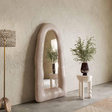 Kaia 32"X64" Cream Lightweight Faux Stone Small Floor Mirror