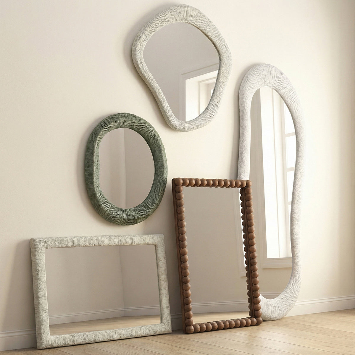 Orpheus 34"X47" Ribbed Lightweight Faux Stone Rectangular Wall Mirror