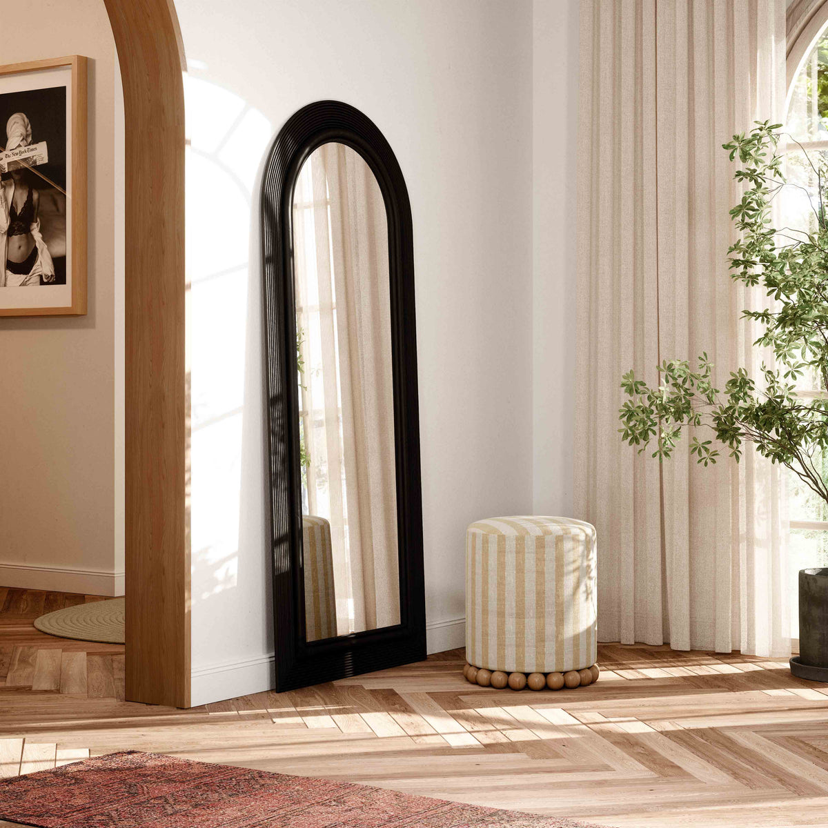 Tanya 70" Rattan Floor Mirror