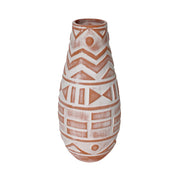 Earthenware Aztec Teardrop Flower Vase in Terracotta