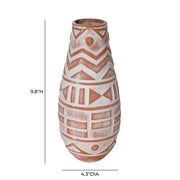 Earthenware Aztec Teardrop Flower Vase in Terracotta