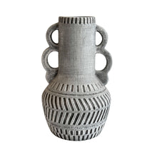 Earthenware Aztec Handled Flower Vase in Slate