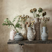 Earthenware Aztec Handled Flower Vase in Slate
