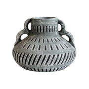 Earthenware Aztec Wide Flower Vase in Blue