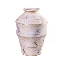 Visha Scalloped Distressed Cream Terracotta Decorative Vase