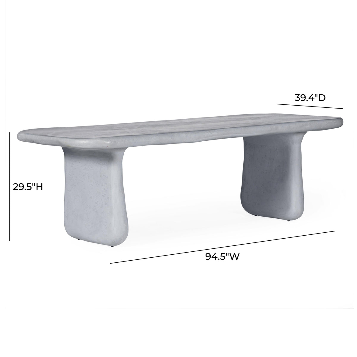 Athen 95" Grey Lightweight Faux Stone Indoor/Outdoor Rectangular Dining Table