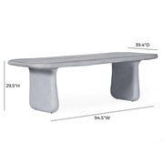 Athen 95" Grey Lightweight Faux Stone Indoor/Outdoor Rectangular Dining Table