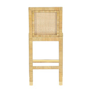 Amara Rattan & Cream Contract-Grade Linen Stool