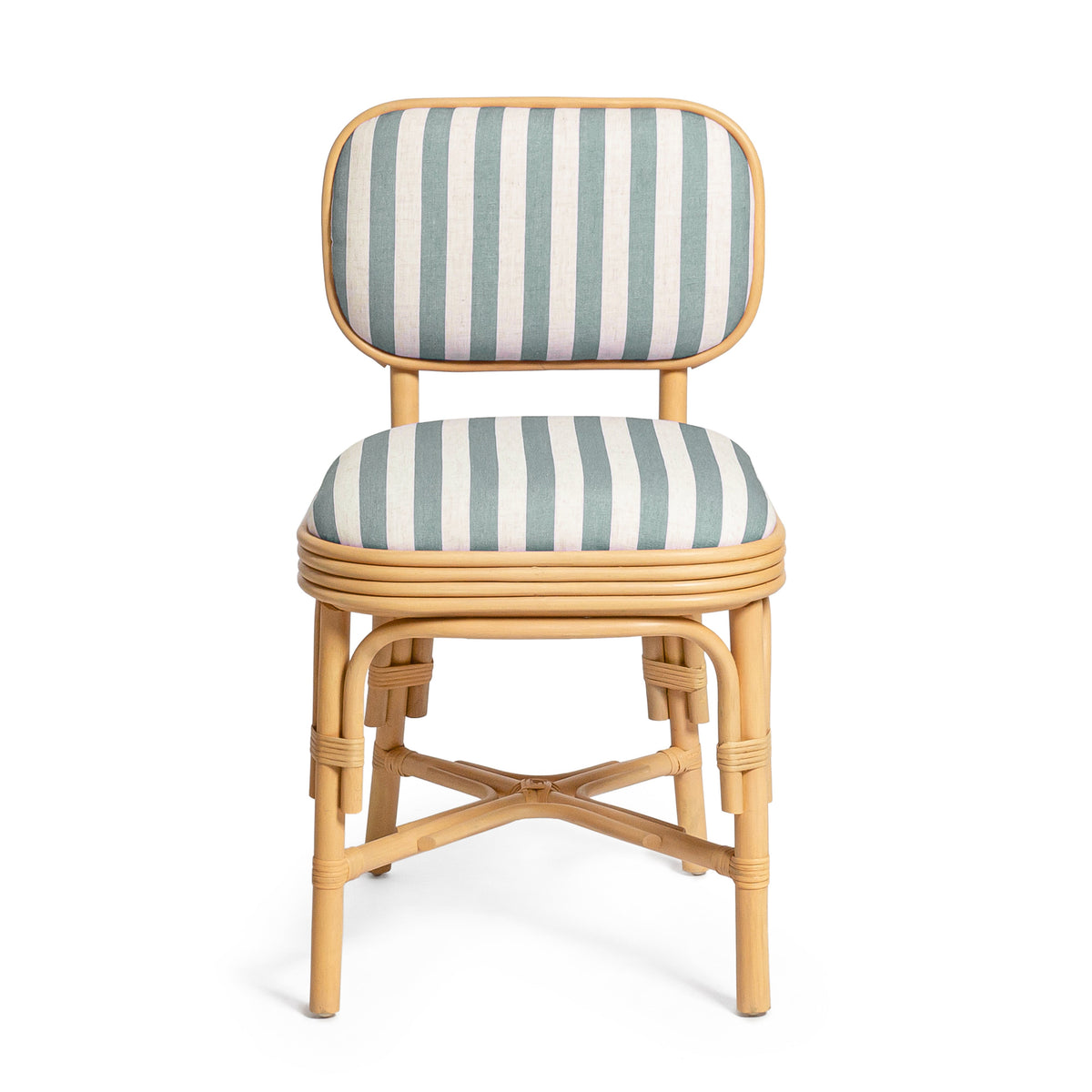 Dorine Striped Performance Linen & Rattan Dining Chair