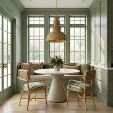 Dorine Striped Performance Linen & Rattan Dining Armchair