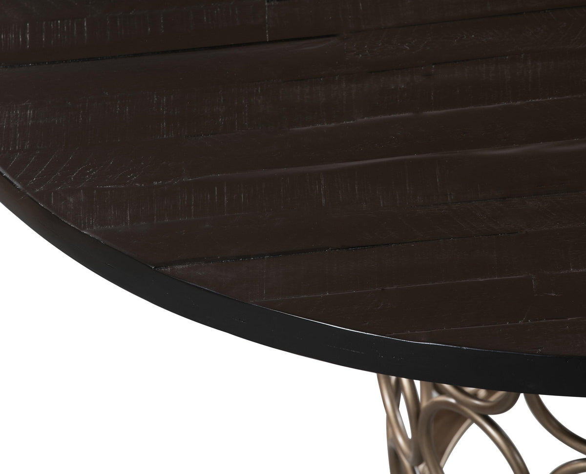Valentina 57" Black Acacia Round Dining Table