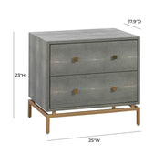 Pesce 25" Faux Shagreen 2-Drawer Nightstand