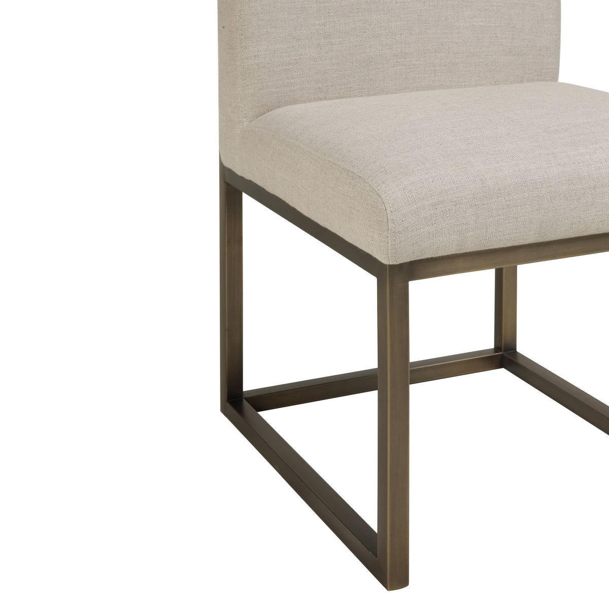 Haute Beige Linen Chair in Brass