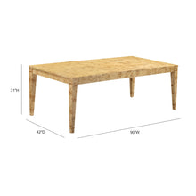Brandyss 90" Natural Burl Rectangular Dining Table