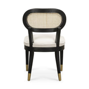 Cosette Black Dining Chair in Cream Performance Linen