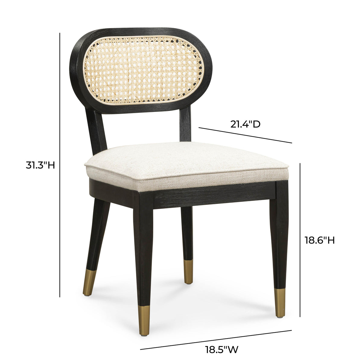 Cosette Black Dining Chair in Cream Performance Linen