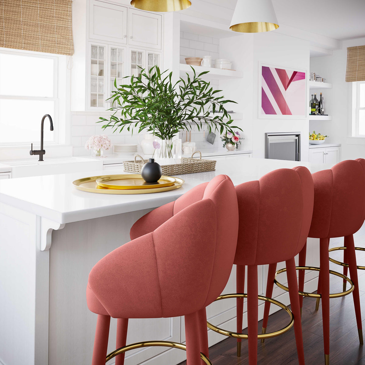 Myla Performance Velvet Swivel Stool