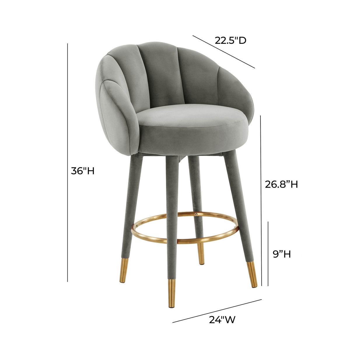 Myla Performance Velvet Swivel Stool