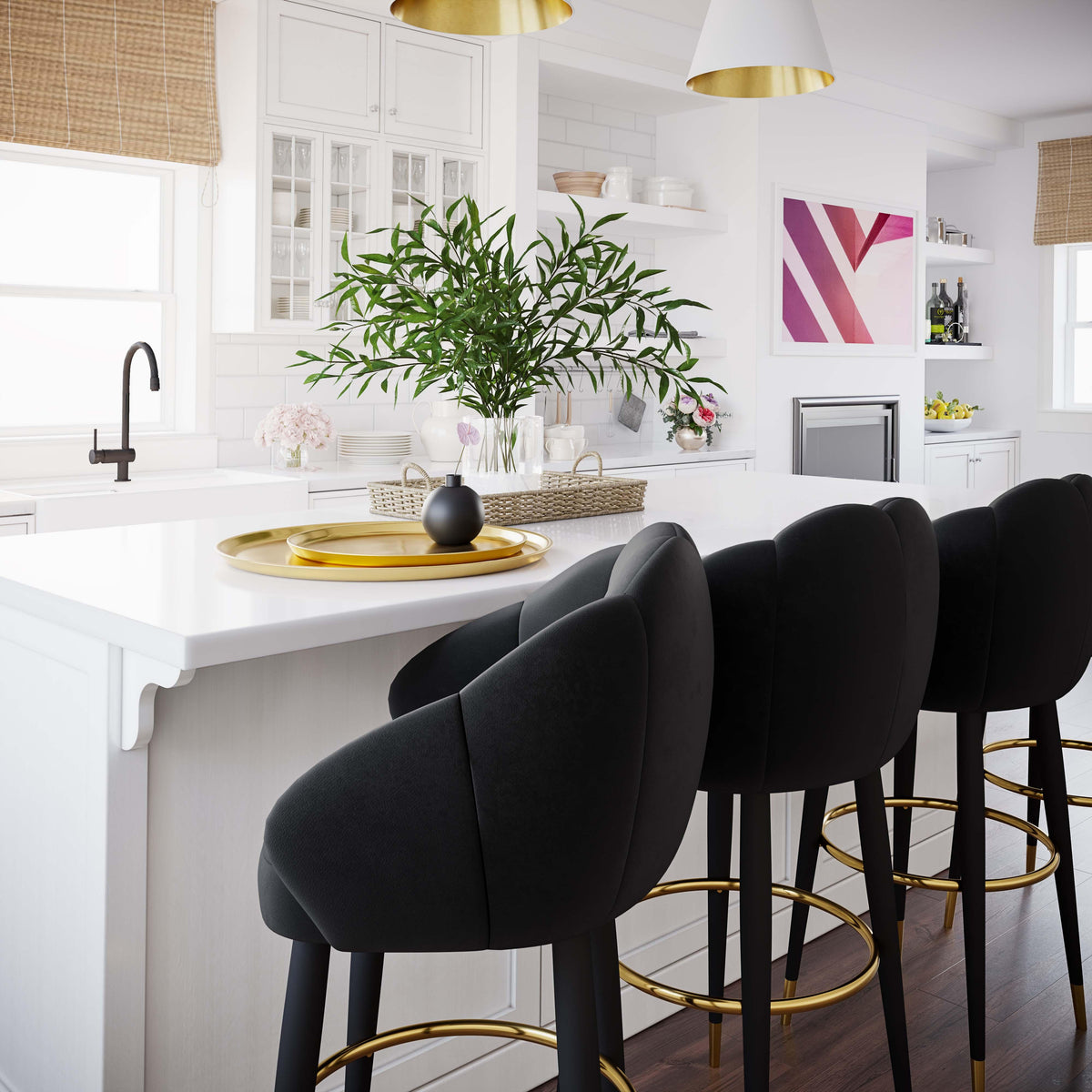 Myla Performance Velvet Swivel Stool