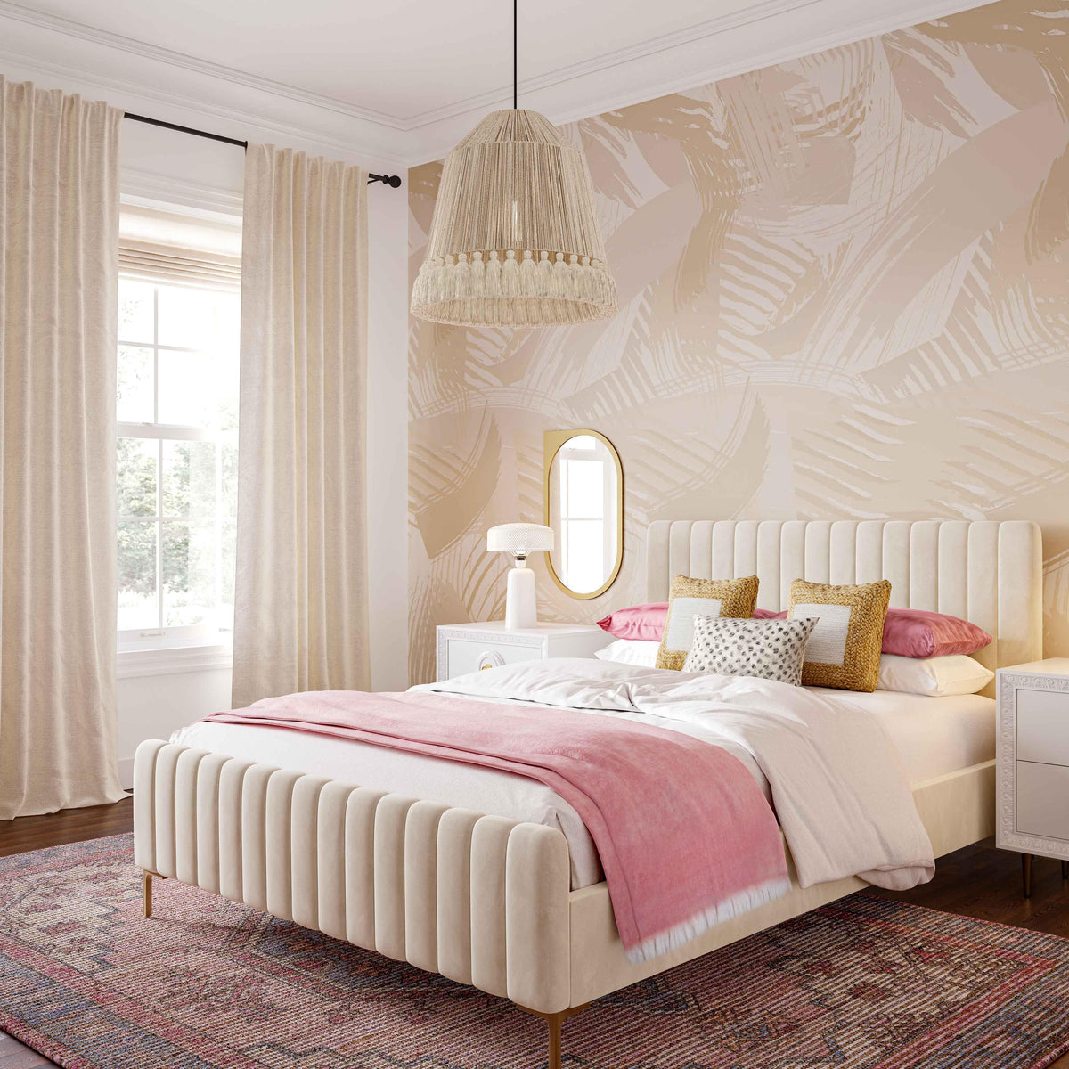Helen White Cotton Tasseled Pendant Lamp