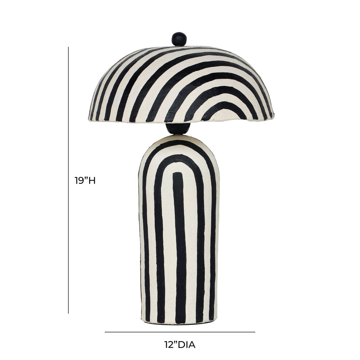 Maiori Striped Papier Mache Table Lamp