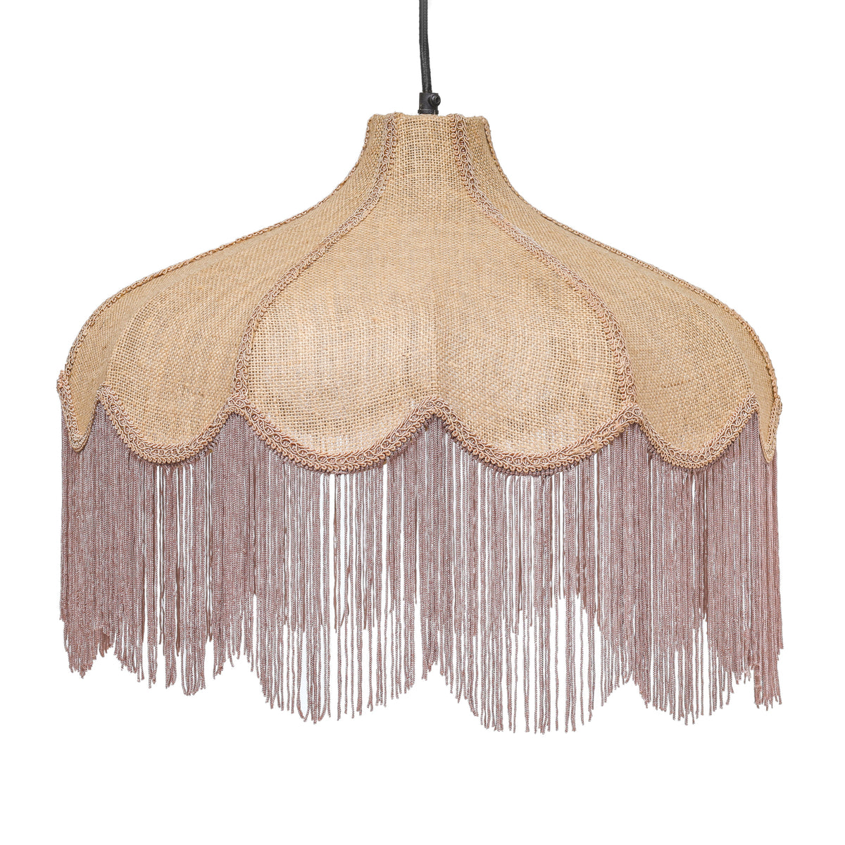 Buchanan Jute Fringed Scalloped Pendant Light