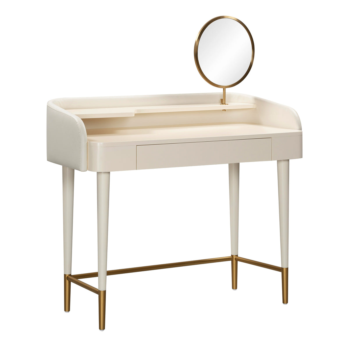 Penelope 45" Vegan Leather Wrapped Vanity Desk With Drawer