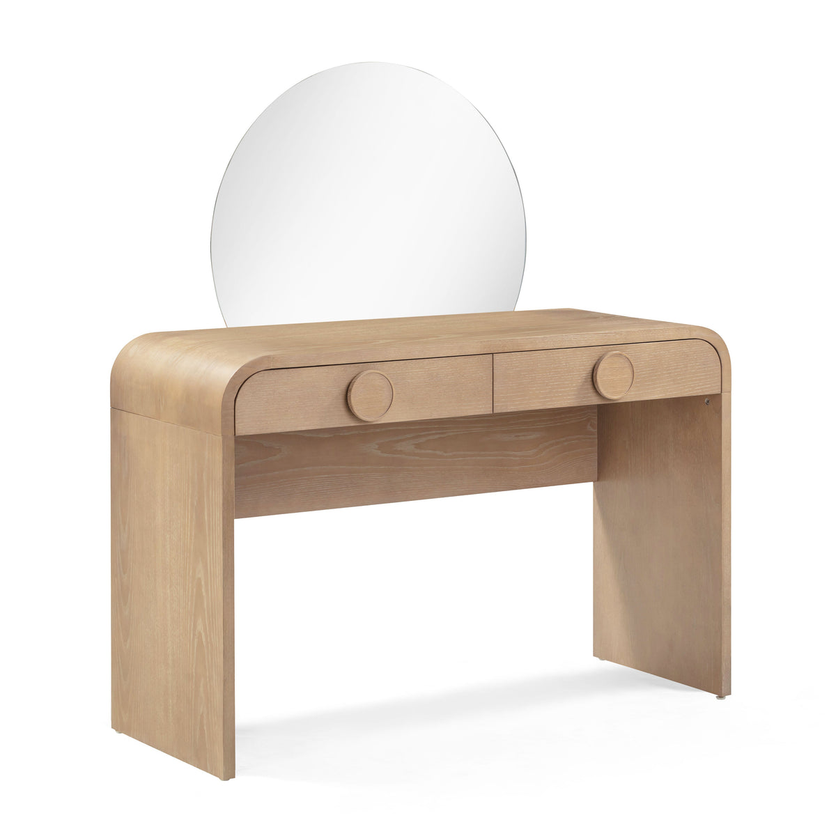 Moonrise 48 Natural Ash 2-Drawer Vanity Desk with Mirror